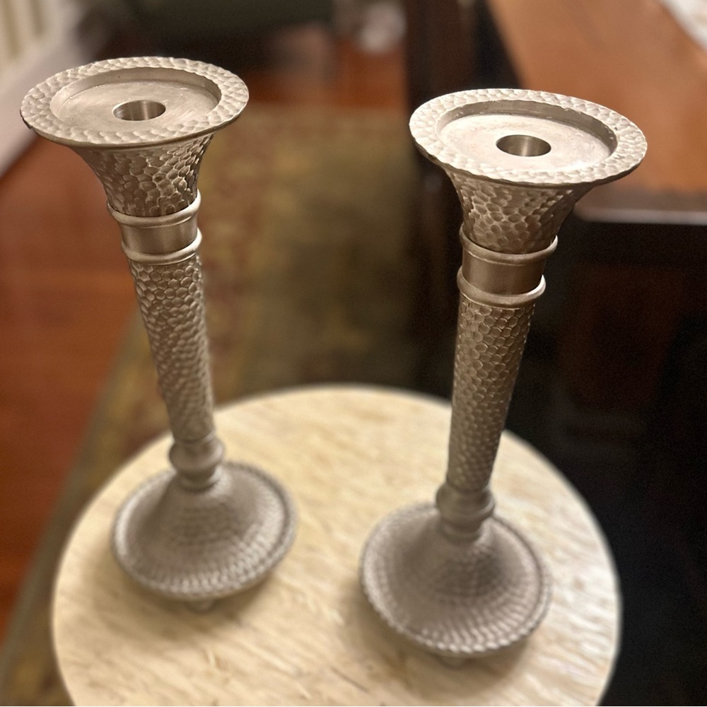 Southern Living Home Hammered Silver Candlesticks